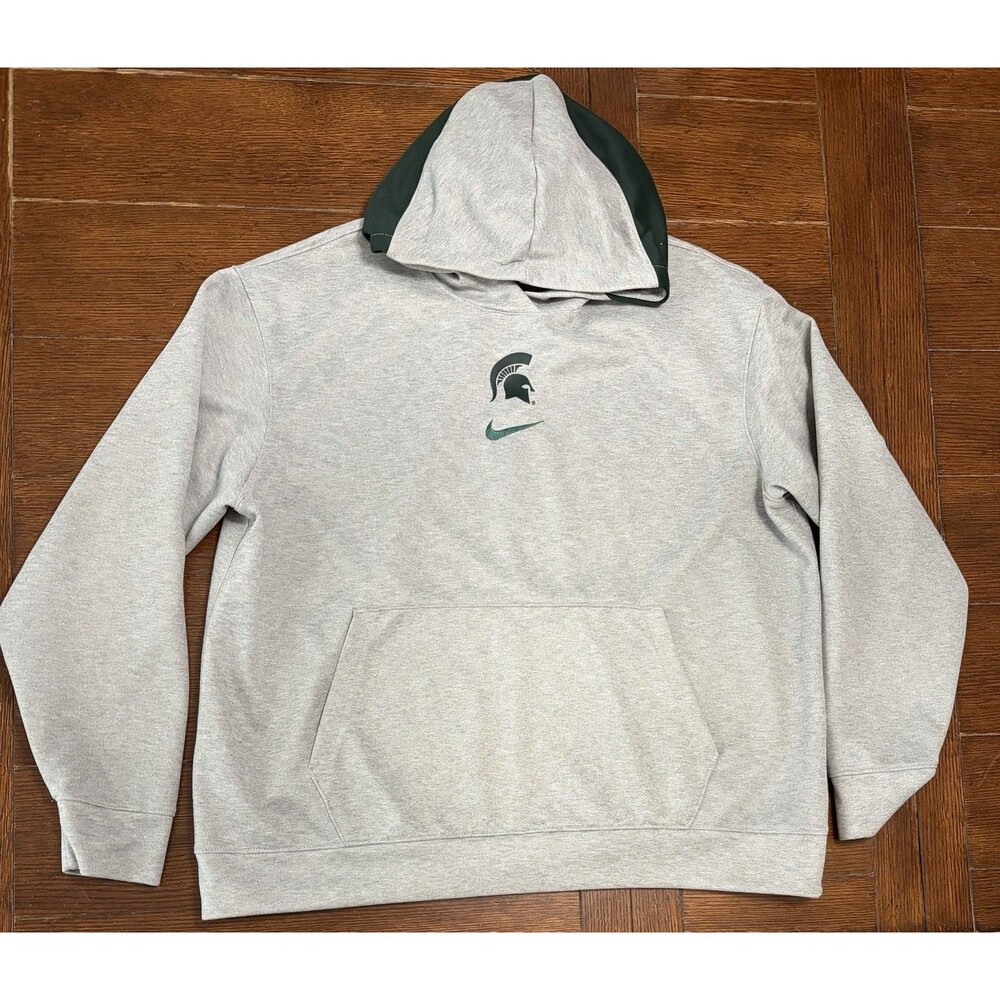 Men’s Michigan State Spartans Nike Size XL Grey Dri Fit Center Swoosh Hoodie